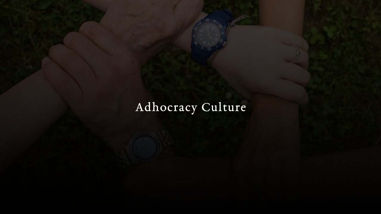 Consizos adhocracy A team of employees working collaboratively in a non-hierarchical structure with a focus on creativity and innovation